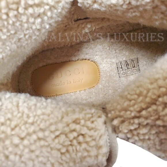 GUCCI BOOTS MENS GG LOGO YANKEES SUEDE ANKLE SHEARLING LINING  sz 12 12.5 main image 9
